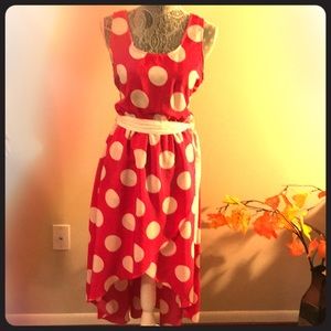 Hi-Low Summer Pink Polka Dot Dress